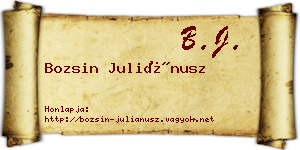 Bozsin Juliánusz névjegykártya